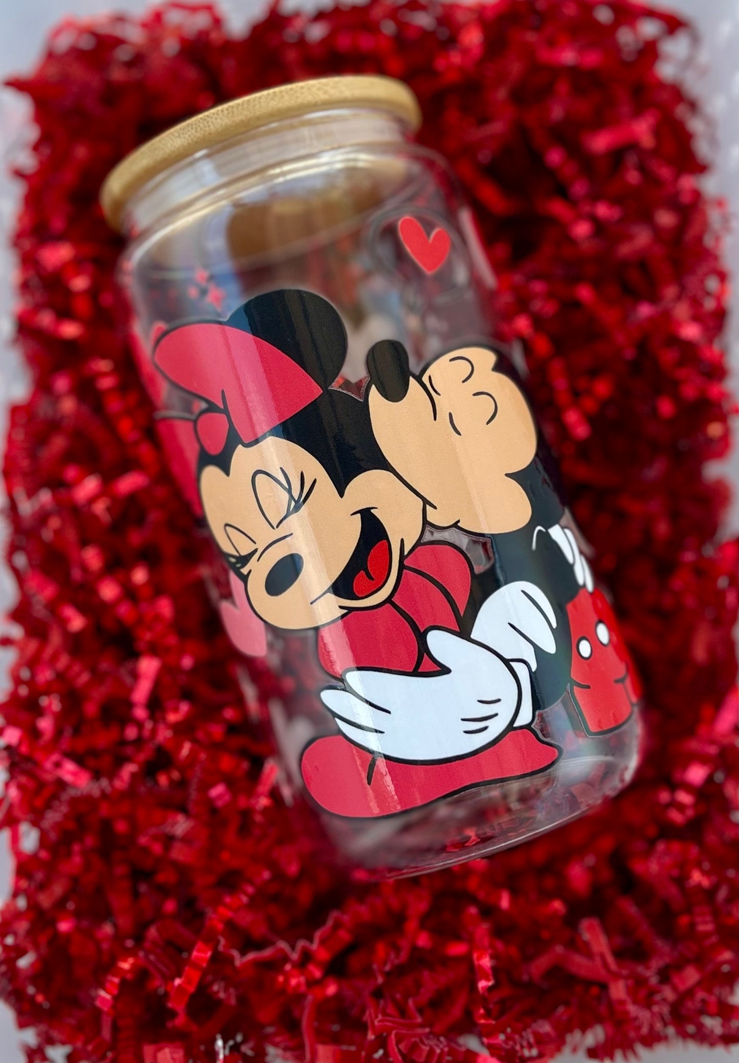 Mickey & Minnie Love Kiss – Romantic Glass Tumbler