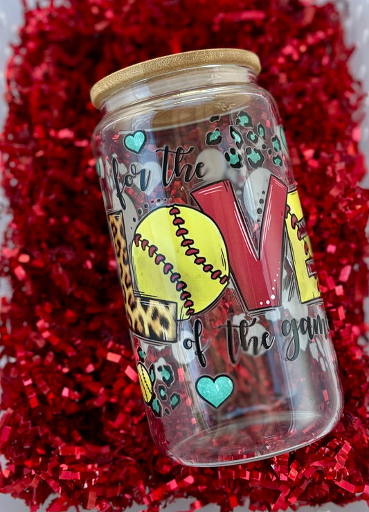 For the Love of the Game – Softball Glass Tumbler