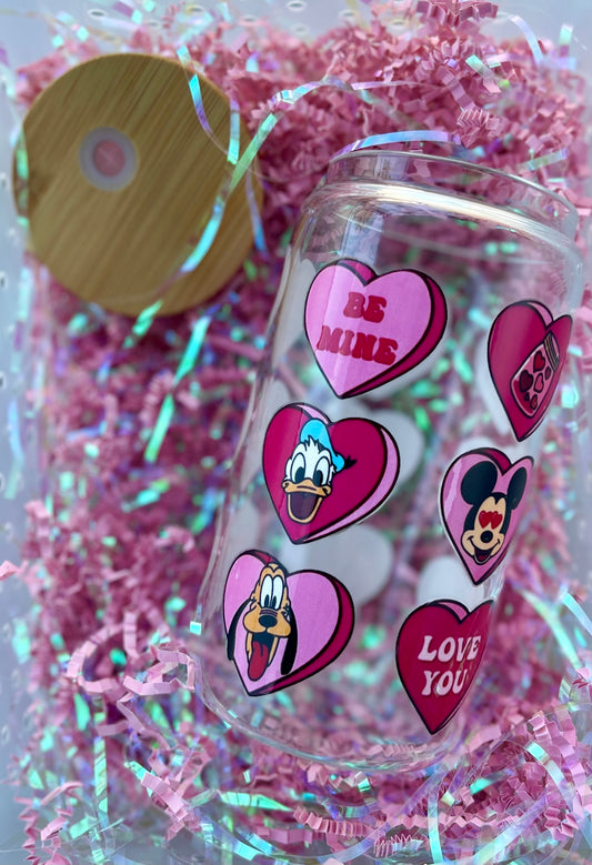 "Be Mine – Disney-Inspired Valentine's Day Glass Tumbler"